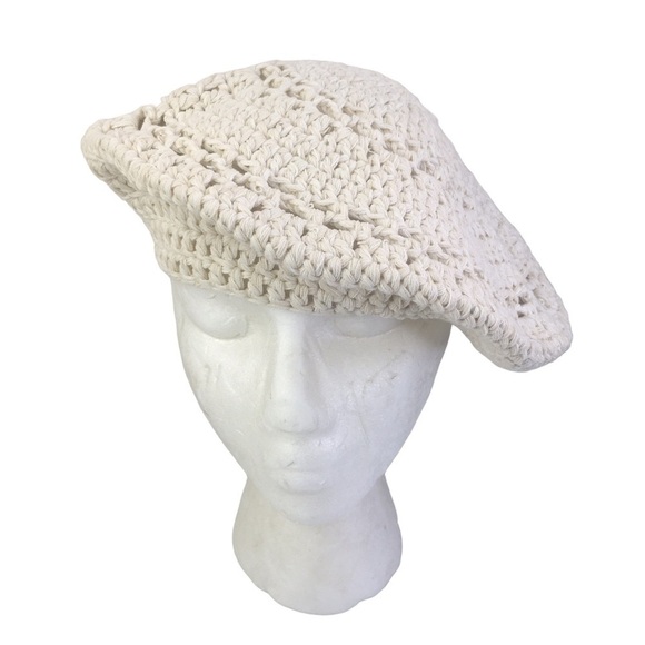 NWT NEW Free People Darla Crochet Beret Ivory White One Size main image 4